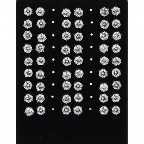 Ασημένιο καρφωτό σκουλαρίκι με λευκή πέτρα 6mm