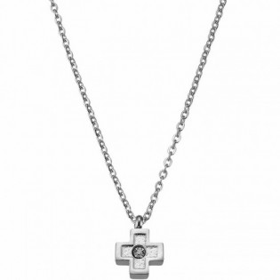 Κολιέ ατσάλινο 316L σε ασημί με σταυρό