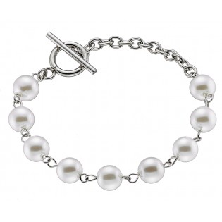 Βραχιόλι ατσάλι 316L σε λευκό με πέρλες