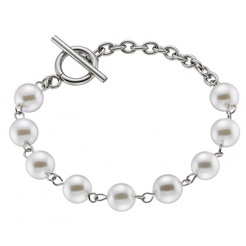 Βραχιόλι ατσάλι 316L σε λευκό με πέρλες