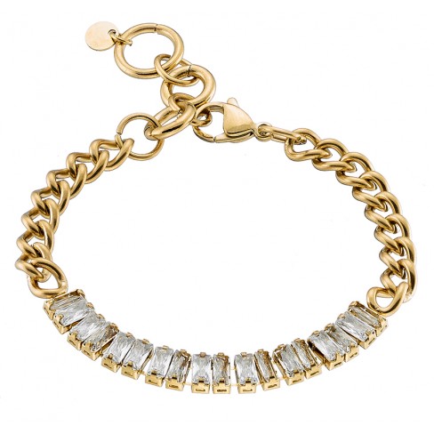 Βραχιόλι ατσάλινο 316L σε χρυσό με πέτρες Swarovski