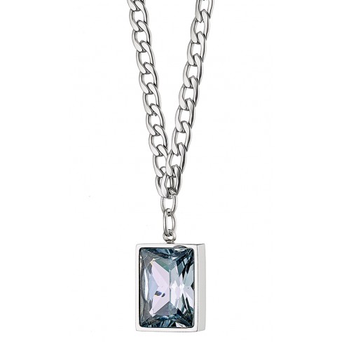 Κολιέ ατσάλι 316L σε λευκό χρώμα με λευκή πέτρα