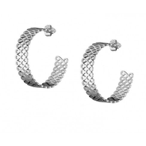 Σκουλαρίκι ατσάλινο 316L κρίκος σε ασημί εύκαμπτος