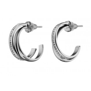 Σκουλαρίκια κρίκοι ατσάλινοι 316L σε ασημί διπλοί με πέτρες Swarovski Σκουλαρίκια κρίκοι ατσάλινοι 316L σε ασημί διπλοί με πέτρες Swarovski