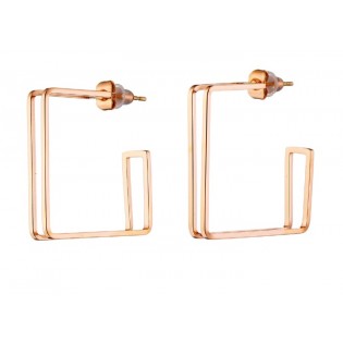 Σκουλαρίκια κρίκοι ατσάλινοι 316L σε ροζ χρυσό τετράγωνοι διπλοί Σκουλαρίκια κρίκοι ατσάλινοι 316L σε ροζ χρυσό τετράγωνοι διπλοί