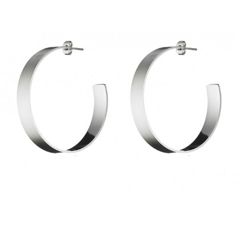 Σκουλαρίκια κρίκοι ατσάλινοι 316L σε ασημί πλακέ 5cm