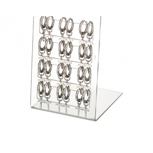 Σκουλαρίκια ατσάλινα κρικάκια  σε ασημί χρώμα με σταυρό