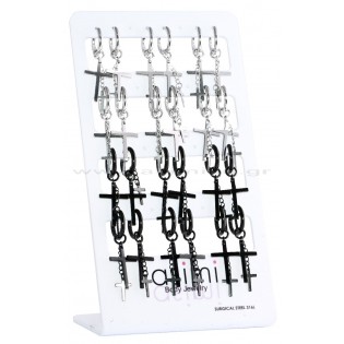 Κρίκος με σταυρό & αλυσίδα Surgical Steel 316L